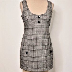 Aritzia Tulula  Grey / Brown Wool Blend Plaid Jumper mini Dress Size 6